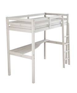 LETTO A SOPPALCO CON SCRIVANIA "NIZZA" IN PINO MASSELLO BIANCO 90X190X176 CM
